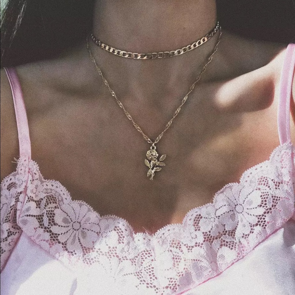 2 layer gold rose chain